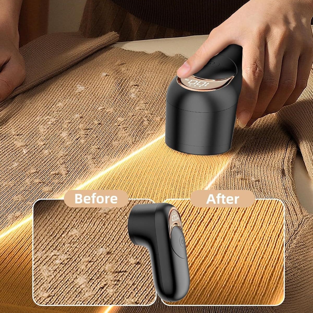 Black Electric Fabric Shaver - USB Rechargeable